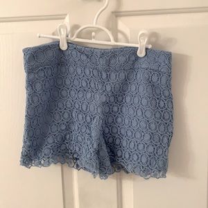 Crochet lace shorts in light blue